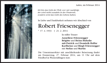 Traueranzeige von Robert Friesenegger von OstalbTrauer
