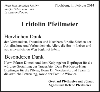 Traueranzeige von Fridolin Pfeilmeier von 082