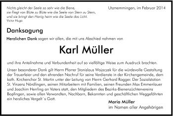 Traueranzeige von Karl Müller von Schwäbische Post