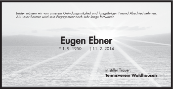 Traueranzeige von Eugen Ebner von Schwäbische Post