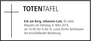Traueranzeige von Totentafel vom 03.03.2014 von Schwäbische Post