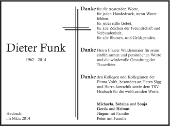 Traueranzeige von Dieter Funk von Gmünder Tagespost