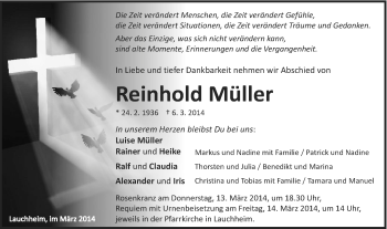 Traueranzeige von Reinhold Müller von Schwäbische Post