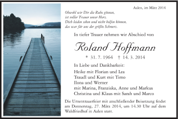 Traueranzeige von Roland Hoffmann von Schwäbische Post