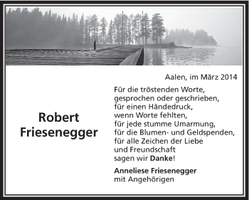 Traueranzeige von Robert Friesenegger von Schwäbische Post