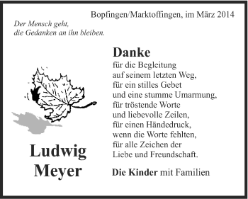 Traueranzeige von Ludwig Meyer von Schwäbische Post