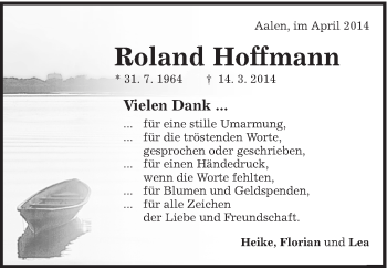 Traueranzeige von Roland Hoffmann von Schwäbische Post