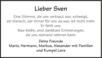 Traueranzeige von Sven  von Schwäbische Post