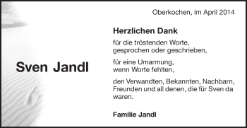 Traueranzeige von Sven Jandl von Schwäbische Post