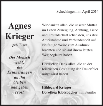 Traueranzeige von Agnes Krieger von Gmünder Tagespost