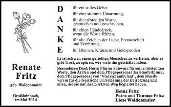 Traueranzeige von Renate Fritz von Gmünder Tagespost