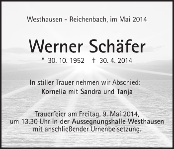 Traueranzeige von Werner Schäfer von Schwäbische Post