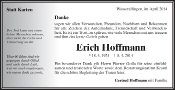 Traueranzeige von Erich Hoffmann von Schwäbische Post