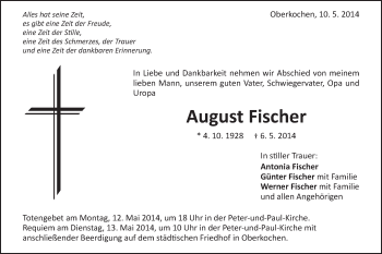 Traueranzeige von August Fischer von Schwäbische Post