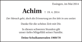 Traueranzeige von Achim Renner von Schwäbische Post