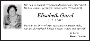 Traueranzeige von Elisabeth Gurel von Schwäbische Post