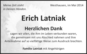 Traueranzeige von Erich Latniak von Schwäbische Post