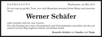 Traueranzeige von Werner Schäfer von Schwäbische Post