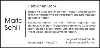 Traueranzeige von Maria Schill von Gmünder Tagespost