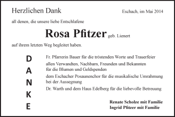Traueranzeige von Rosa Pfitzer von Gmünder Tagespost