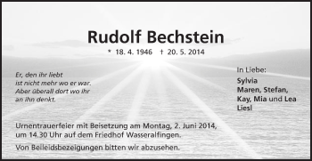 Traueranzeige von Rudolf Bechstein von Schwäbische Post