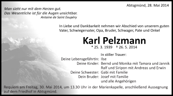 Traueranzeige von Karl Pelzmann von Schwäbische Post