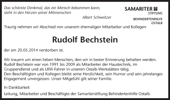 Traueranzeige von Rudolf Bechstein von Schwäbische Post