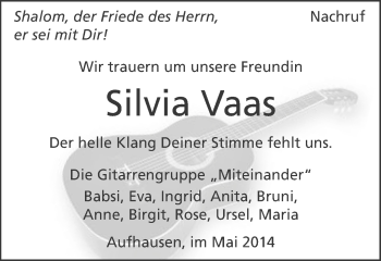 Traueranzeige von Silvia Vaas von Schwäbische Post