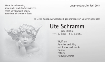 Traueranzeige von Ute Schramm von Schwäbische Post
