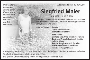 Traueranzeige von Siegfried Maier von Schwäbische Post