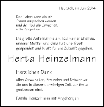 Traueranzeige von Herta Heinzelmann von Gmünder Tagespost