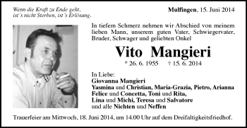Traueranzeige von Vito Mangieri von Gmünder Tagespost