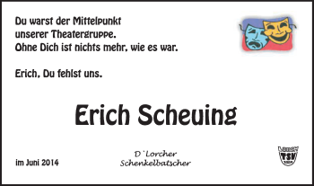 Traueranzeige von Erich Scheuing von Gmünder Tagespost