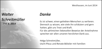 Traueranzeige von Walter Schreitmüller von Schwäbische Post