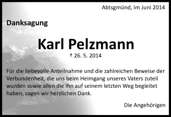 Traueranzeige von Karl Pelzmann von Schwäbische Post