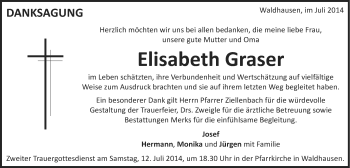 Traueranzeige von Elisabeth Graser von Schwäbische Post