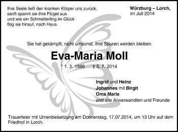 Traueranzeige von Eva-Maria Moll von Gmünder Tagespost