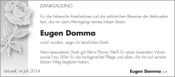 Traueranzeige von Eugen Domma von Gmünder Tagespost