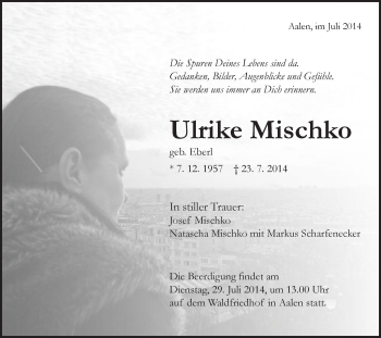 Traueranzeige von Ulrike Mischko von Schwäbische Post