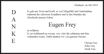 Traueranzeige von Eugen Frey von Gmünder Tagespost