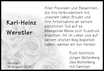 Traueranzeige von Karl-Heinz Werstler von Gmünder Tagespost