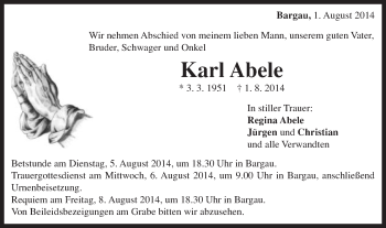 Traueranzeige von Karl Abele von Gmünder Tagespost