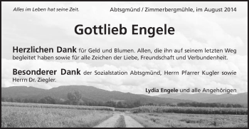 Traueranzeige von Gottlieb Engele von Schwäbische Post