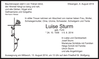Traueranzeige von Luise Sturm von Schwäbische Post