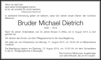 Traueranzeige von Michael Dietrich von Schwäbische Post