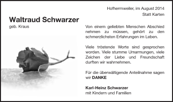 Traueranzeige von Waltraud Schwarzer von Schwäbische Post