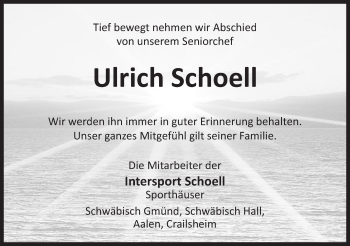 Traueranzeige von Ulrich Schoell von Gmünder Tagespost