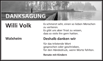 Traueranzeige von Willi Volk von Schwäbische Post