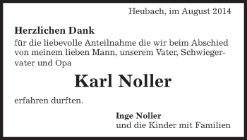 Traueranzeige von Karl Noller von Gmünder Tagespost