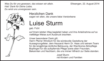 Traueranzeige von Luise Sturm von Schwäbische Post